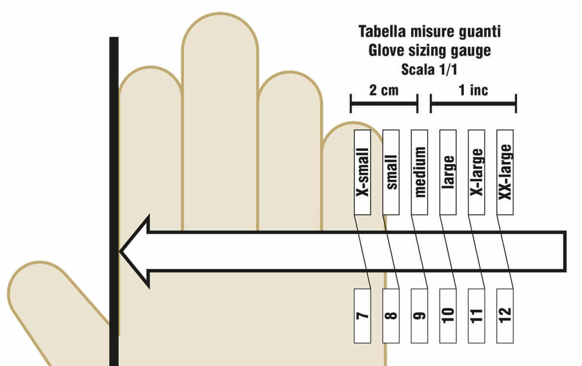 sizechart DEFCON5 gloves